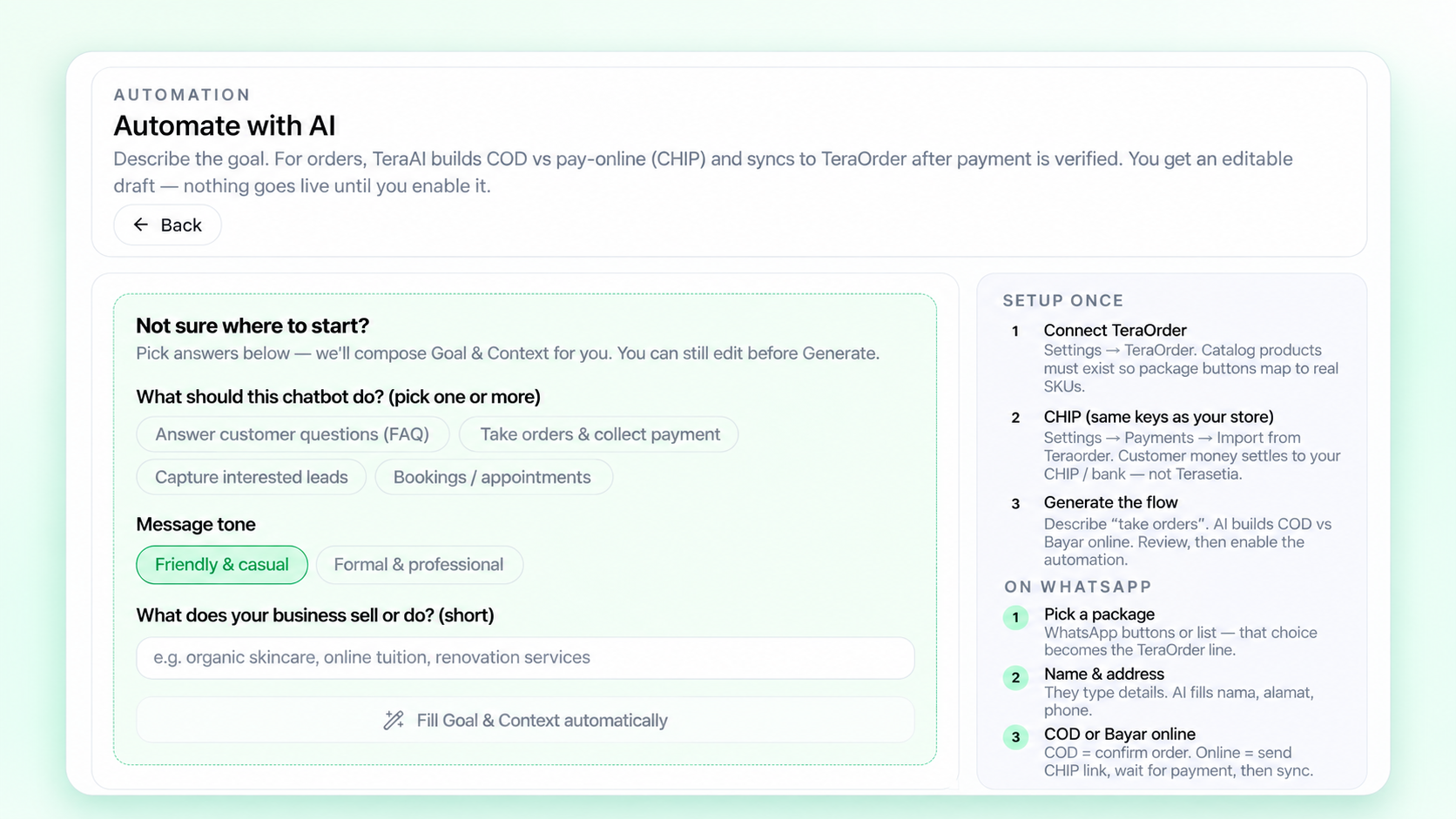 AI Flow Generator sebenar dalam Terasetia